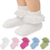 imageZando Ruffle Socks for Toddler Girls Lace Frilly Cotton Ankle Socks Princess Dress SocksWhitePinkRose RedGreenBlue