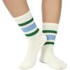 imageZando Socks for Women Striped Retro Crew Socks for Women Vintage Calf Socks Sporty Calf Socks Casual Cotton Womens SocksBlue Green