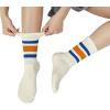 imageZando Socks for Women Striped Retro Crew Socks for Women Vintage Calf Socks Sporty Calf Socks Casual Cotton Womens SocksBlue Greenblue Orange