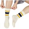 imageZando Socks for Women Striped Retro Crew Socks for Women Vintage Calf Socks Sporty Calf Socks Casual Cotton Womens SocksYellow Black