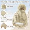 imageZando Winter Beanie Hat Scarf Gloves Set for Women Warm Fleece Lined Knit Beanie with Pom Pom Winter Accessories for WomenBeige