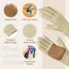 imageZando Winter Beanie Hat Scarf Gloves Set for Women Warm Fleece Lined Knit Beanie with Pom Pom Winter Accessories for WomenBeige