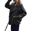 imageZando Leather Jacket Women Oversized Motorcycle Biker Jacket Women Outfits Clothes for Women Bomber Jacket Faux Fall FashionBlack