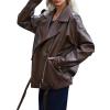 imageZando Leather Jacket Women Oversized Motorcycle Biker Jacket Women Outfits Clothes for Women Bomber Jacket Faux Fall FashionBrown