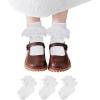 imageZando Ruffle Socks for Toddler Girls Lace Frilly Cotton Ankle Socks Princess Dress Socks3White