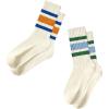 imageZando Socks for Women Striped Retro Crew Socks for Women Vintage Calf Socks Sporty Calf Socks Casual Cotton Womens SocksBlue Greenblue Orange