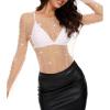 imageZando Womens Mesh Pearl Rhinestone Top Sexy See Through Y2K Long Sleeve Beaded Sheer Crop Top Cover Up Blouses TShirtNude