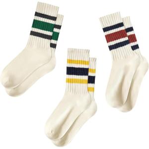 imageZando Novelty Socks for Women Striped Retro Vintage Casual Crew Socks Cotton Socks Women Sporty Calf Socks3 Black Green Yellow Blacknavy Red