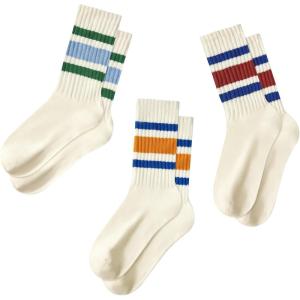 imageZando Novelty Socks for Women Striped Retro Vintage Casual Crew Socks Cotton Socks Women Sporty Calf Socks3 Blue Redblue Greenblue Orange