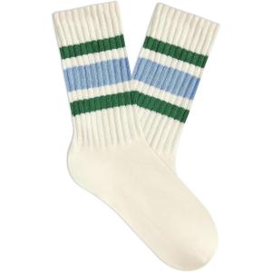 imageZando Novelty Socks for Women Striped Retro Vintage Casual Crew Socks Cotton Socks Women Sporty Calf SocksBlue Green