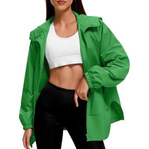 imageZando Rain Jacket for Women Waterproof Lightweight Raincoat with Hood Packable Windbreaker with Pockets for OutdoorGreen