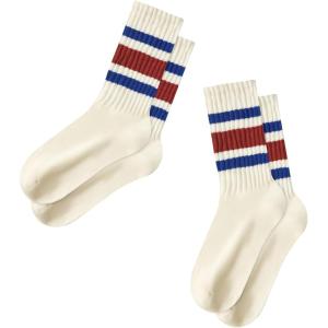 imageZando Socks for Women Striped Retro Crew Socks for Women Vintage Calf Socks Sporty Calf Socks Casual Cotton Womens SocksBlue Red