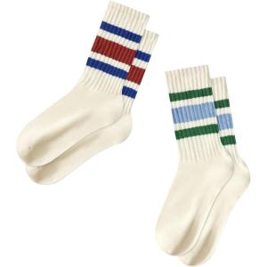 imageZando Socks for Women Striped Retro Crew Socks for Women Vintage Calf Socks Sporty Calf Socks Casual Cotton Womens SocksBlue Redblue Green