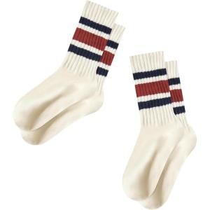 imageZando Socks for Women Striped Retro Crew Socks for Women Vintage Calf Socks Sporty Calf Socks Casual Cotton Womens SocksNavy Red