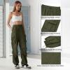 imageZando Baggy Cargo Parachute Pants Women High Waisted Wide Leg Waterproof Windbreaker Hiking Pants for WomenArmy Green