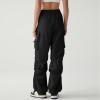 imageZando Baggy Cargo Parachute Pants Women High Waisted Wide Leg Waterproof Windbreaker Hiking Pants for WomenBlack