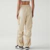 imageZando Baggy Cargo Parachute Pants Women High Waisted Wide Leg Waterproof Windbreaker Hiking Pants for WomenKhaki