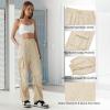 imageZando Baggy Cargo Parachute Pants Women High Waisted Wide Leg Waterproof Windbreaker Hiking Pants for WomenKhaki