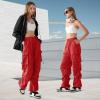 imageZando Baggy Cargo Parachute Pants Women High Waisted Wide Leg Waterproof Windbreaker Hiking Pants for WomenRed