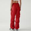 imageZando Baggy Cargo Parachute Pants Women High Waisted Wide Leg Waterproof Windbreaker Hiking Pants for WomenRed