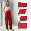 imageZando Baggy Cargo Parachute Pants Women High Waisted Wide Leg Waterproof Windbreaker Hiking Pants for WomenRed