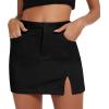 imageZando Cargo Skirt High Waisted Cargo Skirts for Women Bodycon Cargo Mini Skirt Denim Skirt Y2K Jean Skirt with PocketsBlack