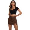 imageZando Cargo Skirt High Waisted Cargo Skirts for Women Bodycon Cargo Mini Skirt Denim Skirt Y2K Jean Skirt with PocketsBrown