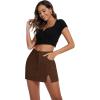 imageZando Cargo Skirt High Waisted Cargo Skirts for Women Bodycon Cargo Mini Skirt Denim Skirt Y2K Jean Skirt with PocketsBrown
