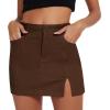 imageZando Cargo Skirt High Waisted Cargo Skirts for Women Bodycon Cargo Mini Skirt Denim Skirt Y2K Jean Skirt with PocketsBrown