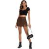 imageZando Cargo Skirt High Waisted Cargo Skirts for Women Bodycon Cargo Mini Skirt Denim Skirt Y2K Jean Skirt with PocketsBrown