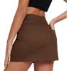 imageZando Cargo Skirt High Waisted Cargo Skirts for Women Bodycon Cargo Mini Skirt Denim Skirt Y2K Jean Skirt with PocketsBrown