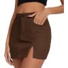 imageZando Cargo Skirt High Waisted Cargo Skirts for Women Bodycon Cargo Mini Skirt Denim Skirt Y2K Jean Skirt with PocketsBrown