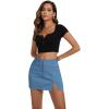 imageZando Cargo Skirt High Waisted Cargo Skirts for Women Bodycon Cargo Mini Skirt Denim Skirt Y2K Jean Skirt with PocketsDark Blue