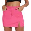 imageZando Cargo Skirt High Waisted Cargo Skirts for Women Bodycon Cargo Mini Skirt Denim Skirt Y2K Jean Skirt with PocketsHot Pink