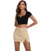 imageZando Cargo Skirt High Waisted Cargo Skirts for Women Bodycon Cargo Mini Skirt Denim Skirt Y2K Jean Skirt with PocketsLight Khaki