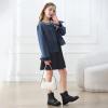 imageZando Girls Long Sleeve Dress for Girls Solid Color Aline Swing Dresses High Waist Fall Winter Dresses for Girls 412 YearsBlack