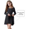 imageZando Girls Long Sleeve Dress for Girls Solid Color Aline Swing Dresses High Waist Fall Winter Dresses for Girls 412 YearsBlack