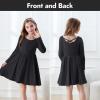 imageZando Girls Long Sleeve Dress for Girls Solid Color Aline Swing Dresses High Waist Fall Winter Dresses for Girls 412 YearsBlack