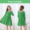 imageZando Girls Long Sleeve Dress for Girls Solid Color Aline Swing Dresses High Waist Fall Winter Dresses for Girls 412 YearsGreen