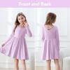 imageZando Girls Long Sleeve Dress for Girls Solid Color Aline Swing Dresses High Waist Fall Winter Dresses for Girls 412 YearsPurple