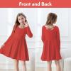 imageZando Girls Long Sleeve Dress for Girls Solid Color Aline Swing Dresses High Waist Fall Winter Dresses for Girls 412 YearsRed
