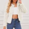 imageZando Womens Fur Coat Long Sleeve Pockets Cropped Jacket Women Outwear Warm Winter Coats for Women Fleece Fur Jacket 2025Beige