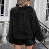 imageZando Womens Fur Coat Long Sleeve Pockets Cropped Jacket Women Outwear Warm Winter Coats for Women Fleece Fur Jacket 2025Black
