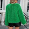 imageZando Womens Fur Coat Long Sleeve Pockets Cropped Jacket Women Outwear Warm Winter Coats for Women Fleece Fur Jacket 2025Green