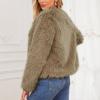 imageZando Womens Fur Coat Long Sleeve Pockets Cropped Jacket Women Outwear Warm Winter Coats for Women Fleece Fur Jacket 2025Light Brown