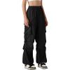 imageZando Baggy Cargo Parachute Pants Women High Waisted Wide Leg Waterproof Windbreaker Hiking Pants for WomenBlack