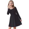 imageZando Girls Long Sleeve Dress for Girls Solid Color Aline Swing Dresses High Waist Fall Winter Dresses for Girls 412 YearsBlack