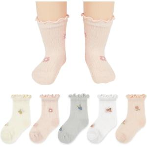 imageZando Baby Girl Socks Infant Newborn Cotton Ankle Socks Frilly Ruffle Socks for Toddler Girls5Cute Flower