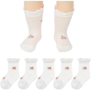 imageZando Baby Girl Socks Infant Newborn Cotton Ankle Socks Frilly Ruffle Socks for Toddler Girls5White Cherry
