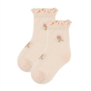 imageZando Baby Girl Socks Infant Newborn Cotton Ankle Socks Frilly Ruffle Socks for Toddler GirlsOrange Flower
